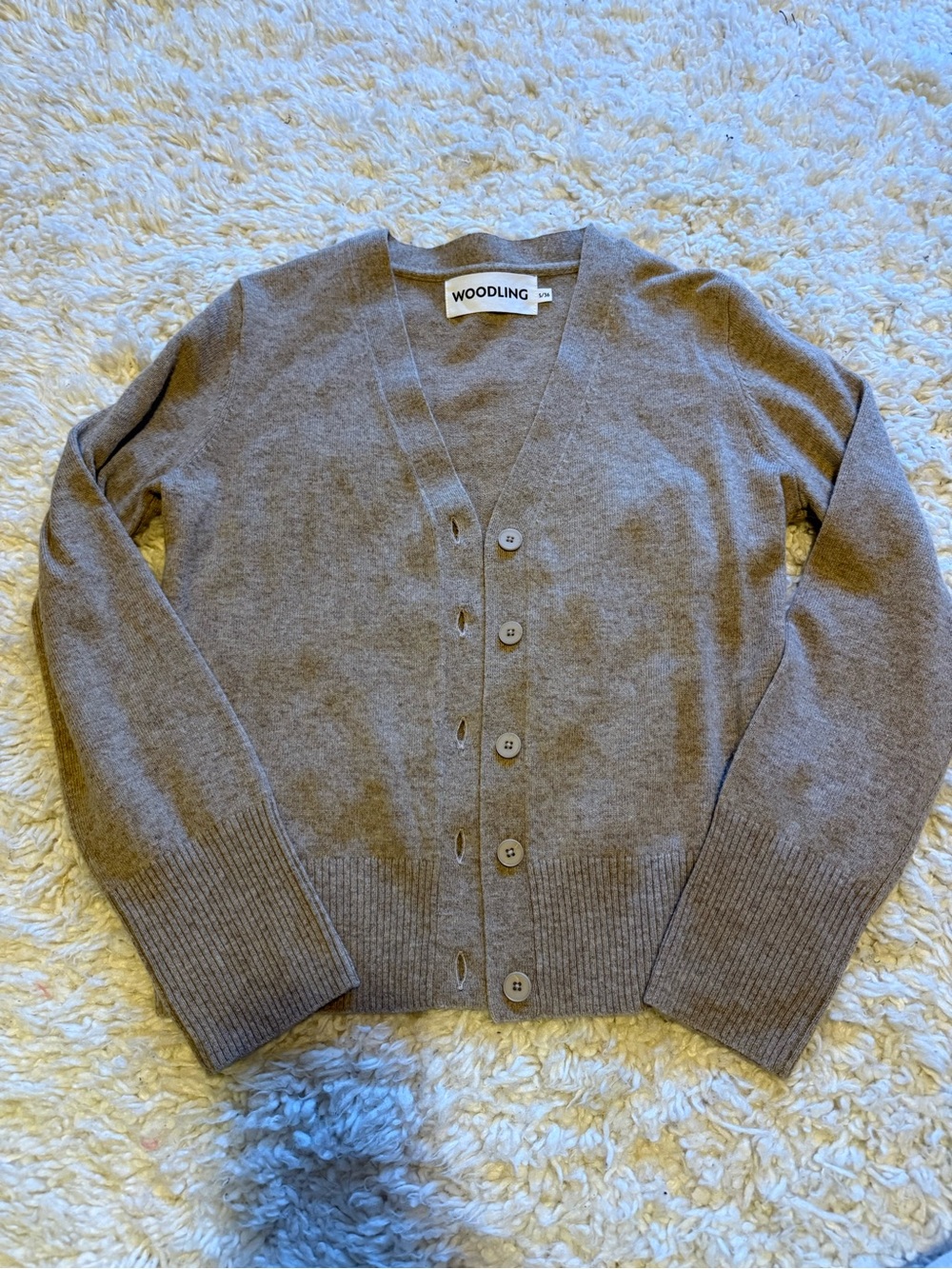 Norwegian Wool Taupe V-Neck Button Cardigan Sweater